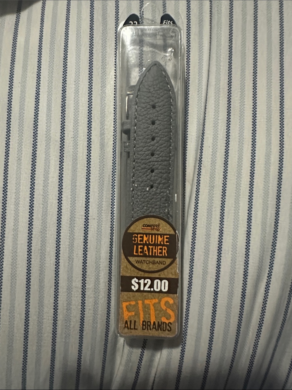 Genuine Leather Gray Watch Band - Fits All Brands
